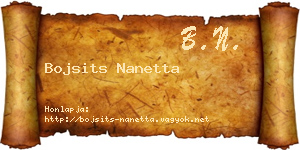 Bojsits Nanetta névjegykártya